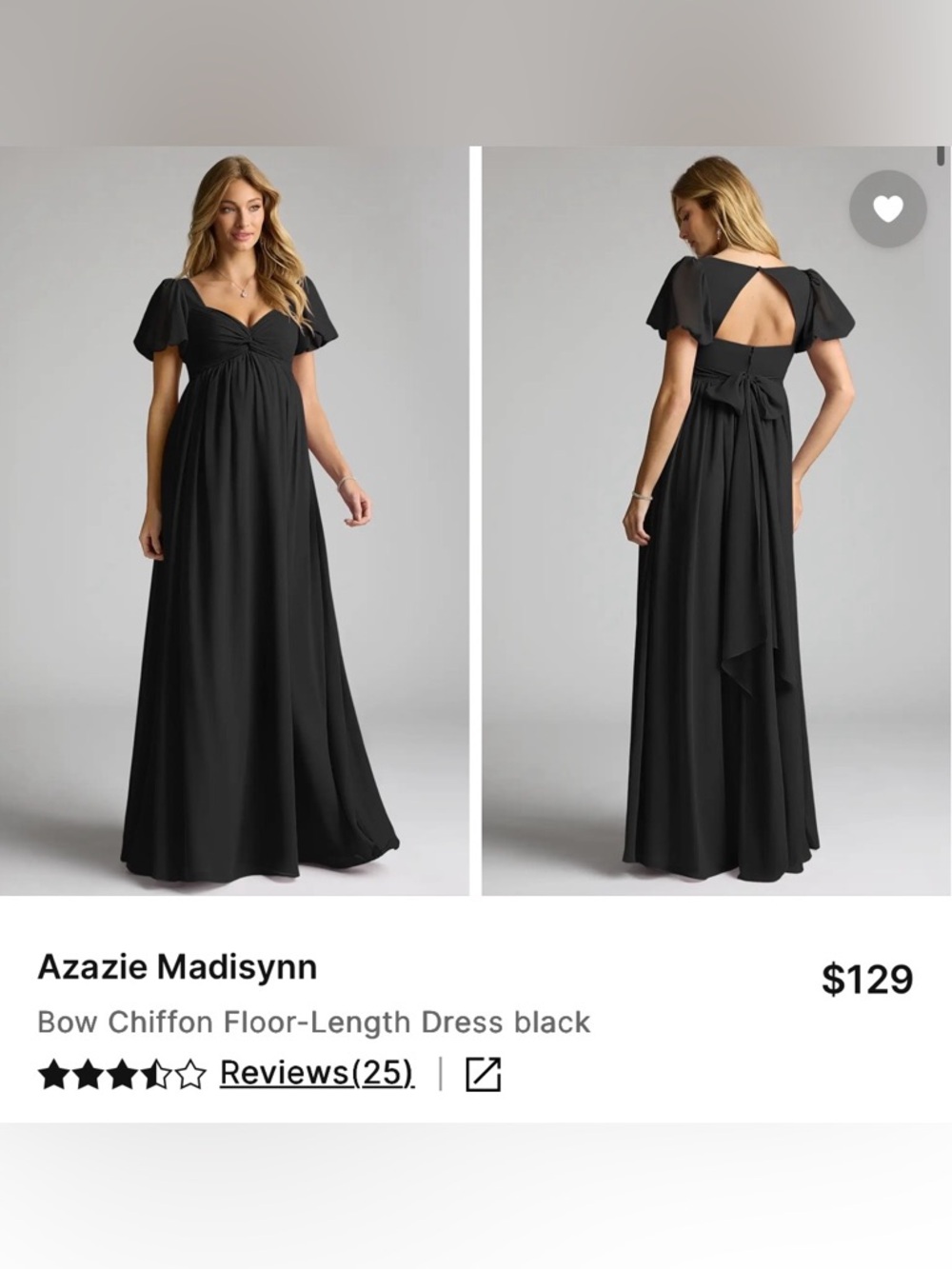 Azazie Black Chiffon Bridesmaid Dress